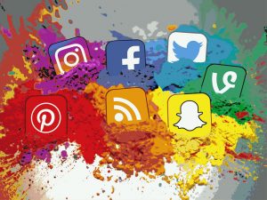 Social media Icons with splashes of paint